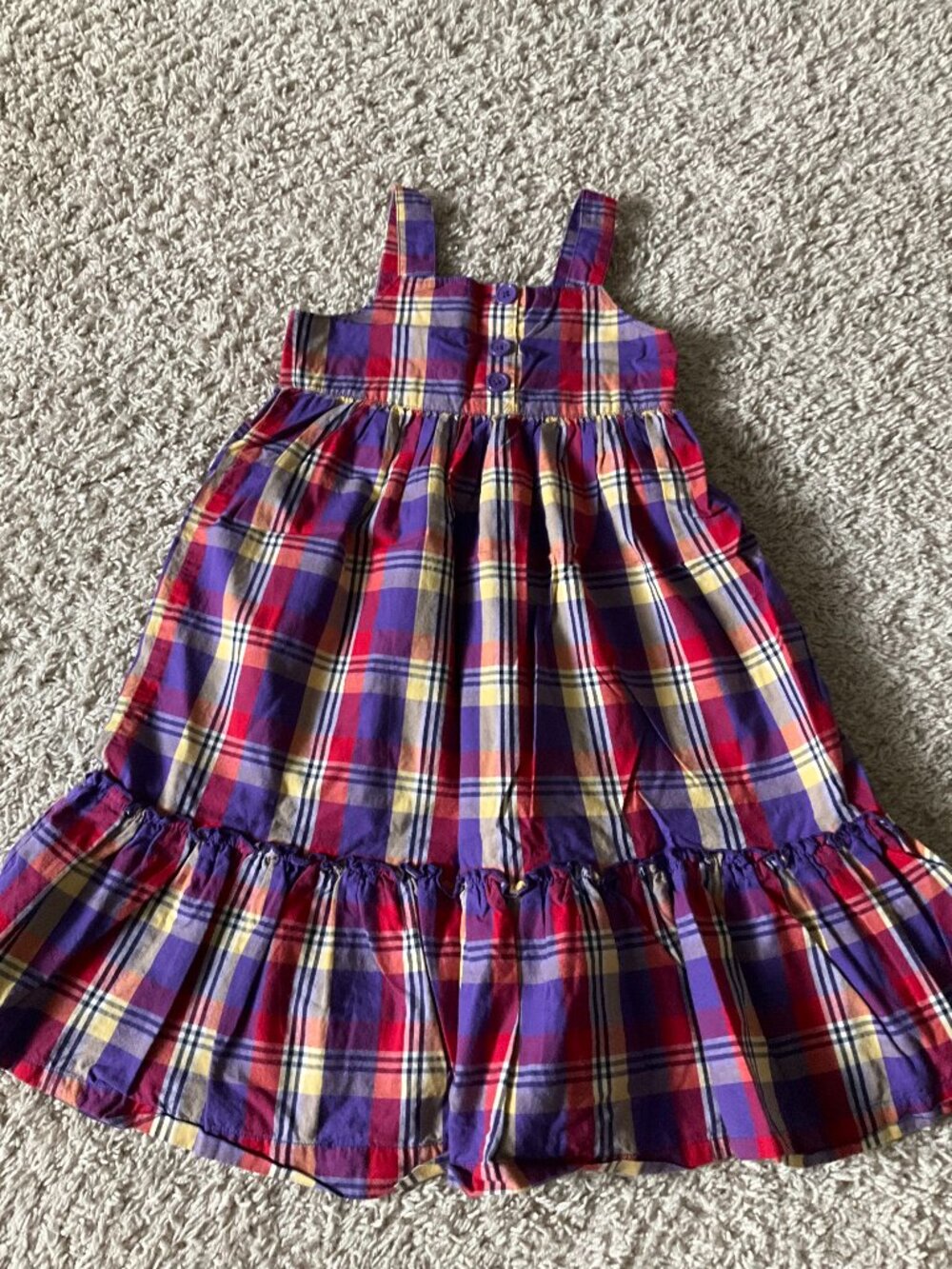 Hanna Andersson Overall Dressn in Gingham. Size  120 (US 6-7). Multicolor.